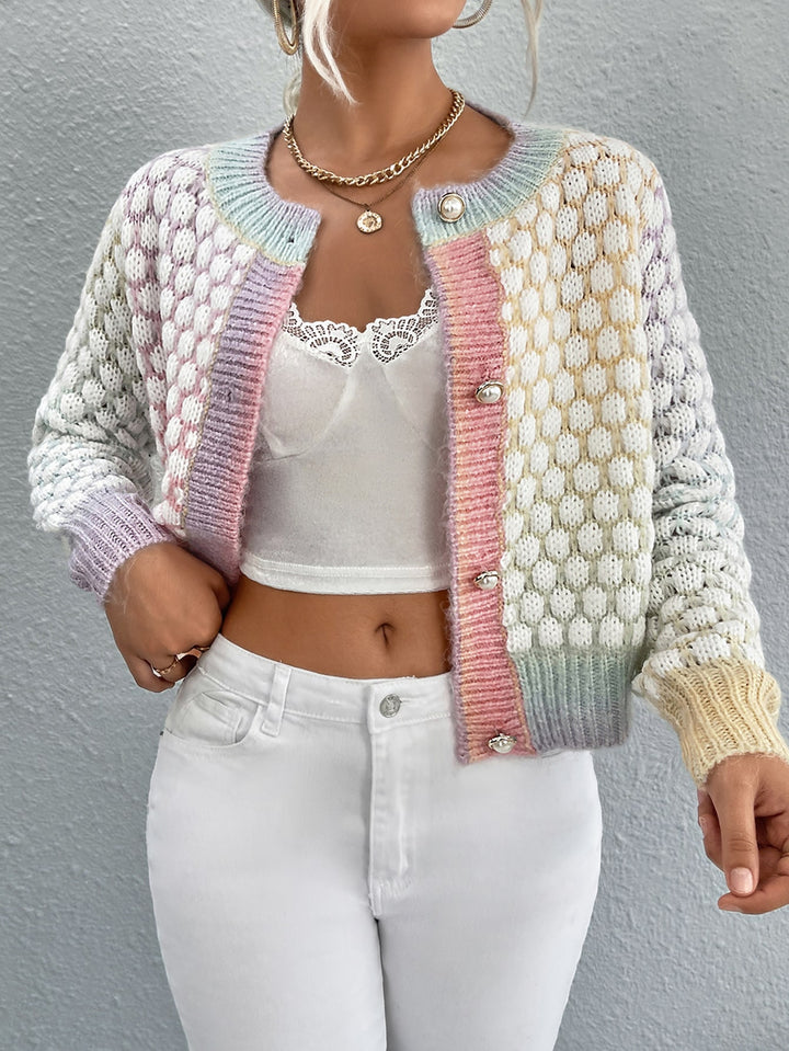 Ombre Marled Knit Button Front Cardigan