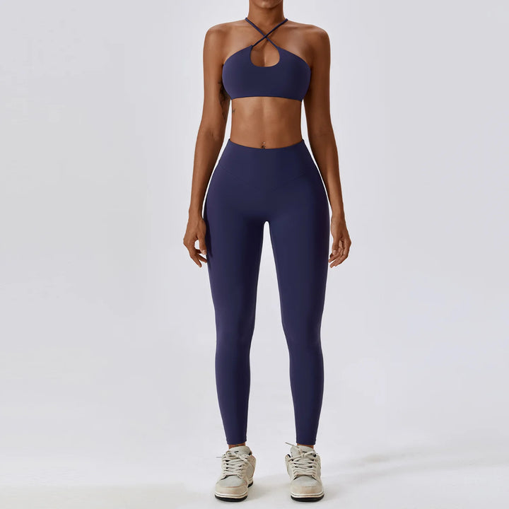 Yoga Clothing Sets Athletic Wear Women Sportswear High Waist Leggings and Top Two Piece Set Gym Tracksuit Fitness Workout Outfit