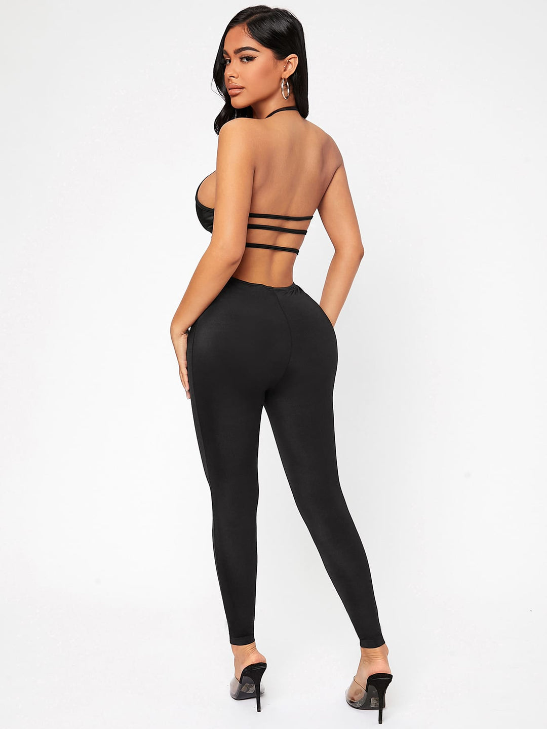 Halter Neck Backless Unitard Jumpsuit