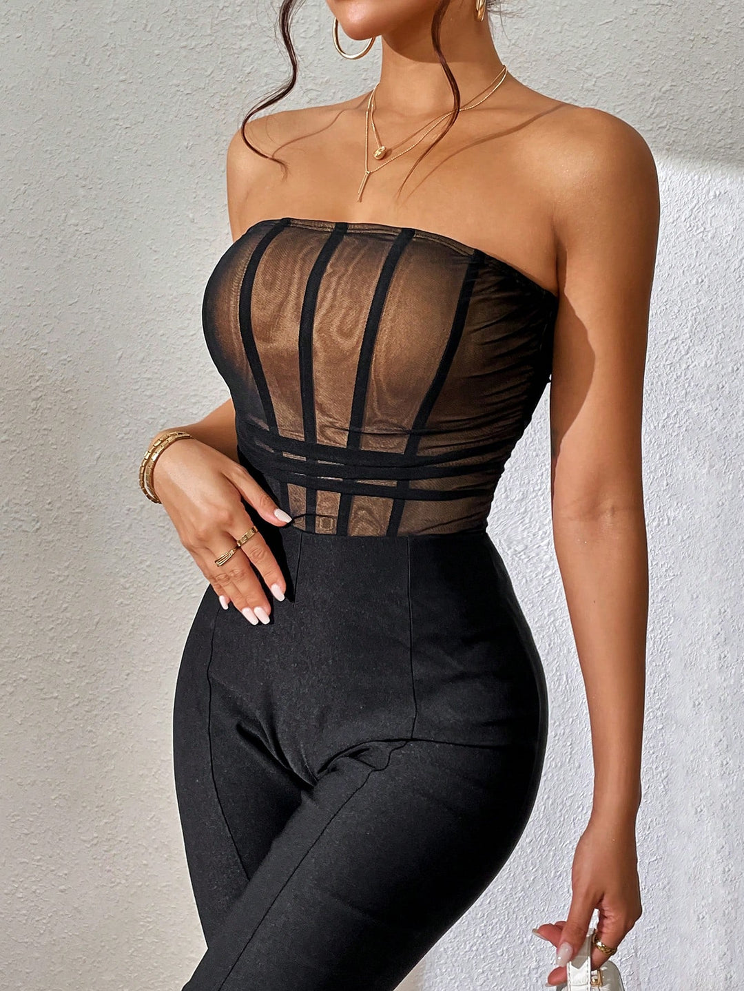 Contrast Mesh Tube Bodysuit