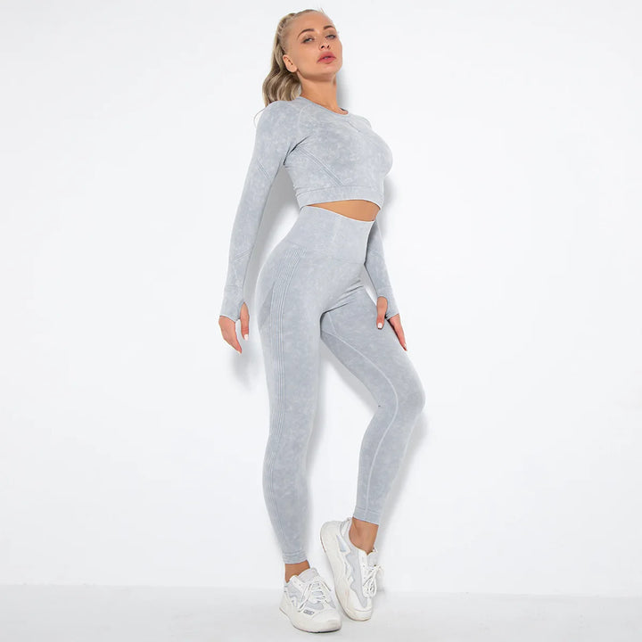 High Quality Seamless Gym Set Push up Fitness Leggings Workout Crop Top Women Sports Clothes Outfit Tights Pants Yoga Suit