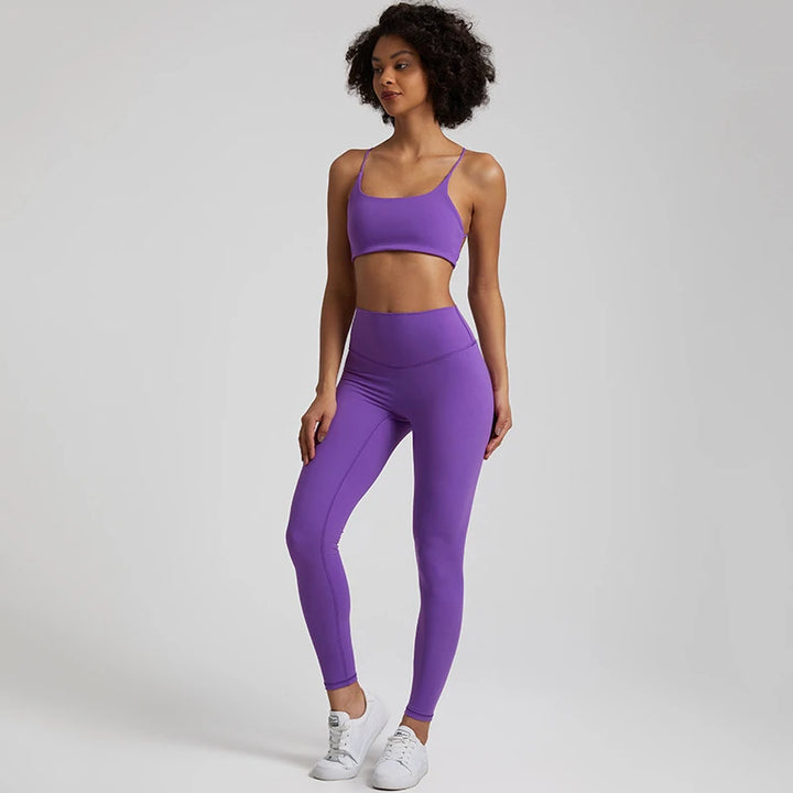 Seamless Yoga Set Gym Set Women Sports Outfit 2 Pieces Cross Back Bra Fitness Suit High Waist Leggings Running Workout Tracksuit