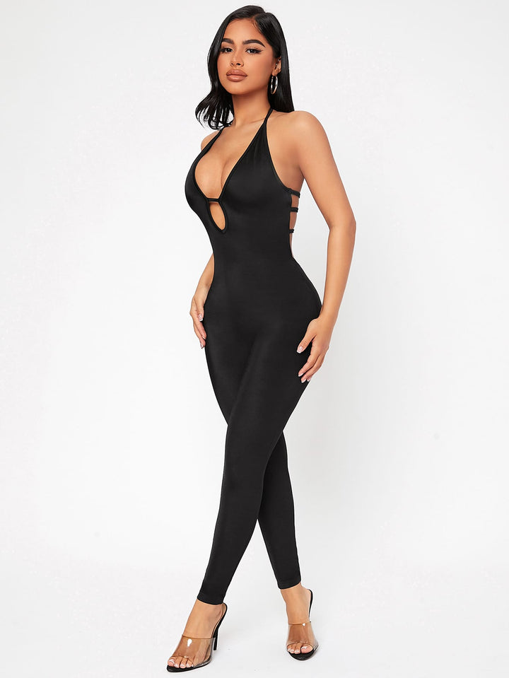 Halter Neck Backless Unitard Jumpsuit