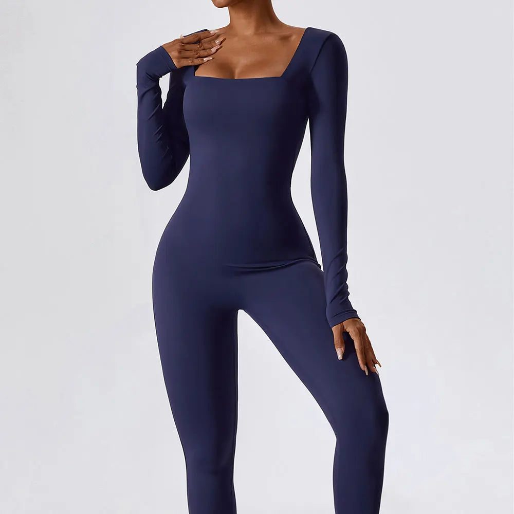 Women'S Tracksuit Sportswear Seamless Long Sleeved Yoga Suit Gym Jumpsuit Push Ups Fitness Workout Clothes Bodysuit One Piece