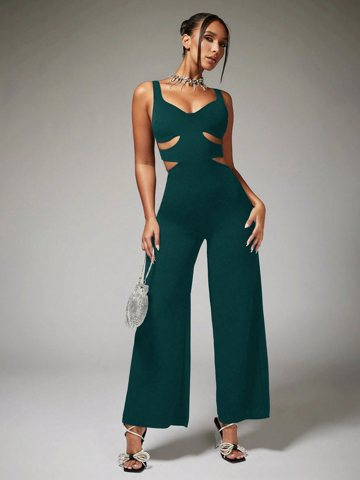 Cut Out Waist Wide Leg Cami Jumpsuit