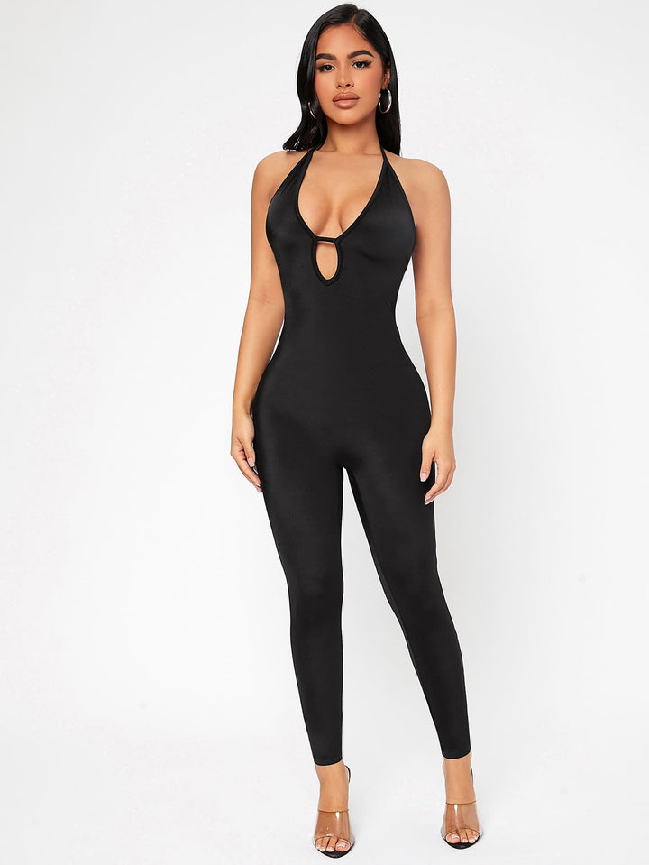 Halter Neck Backless Unitard Jumpsuit