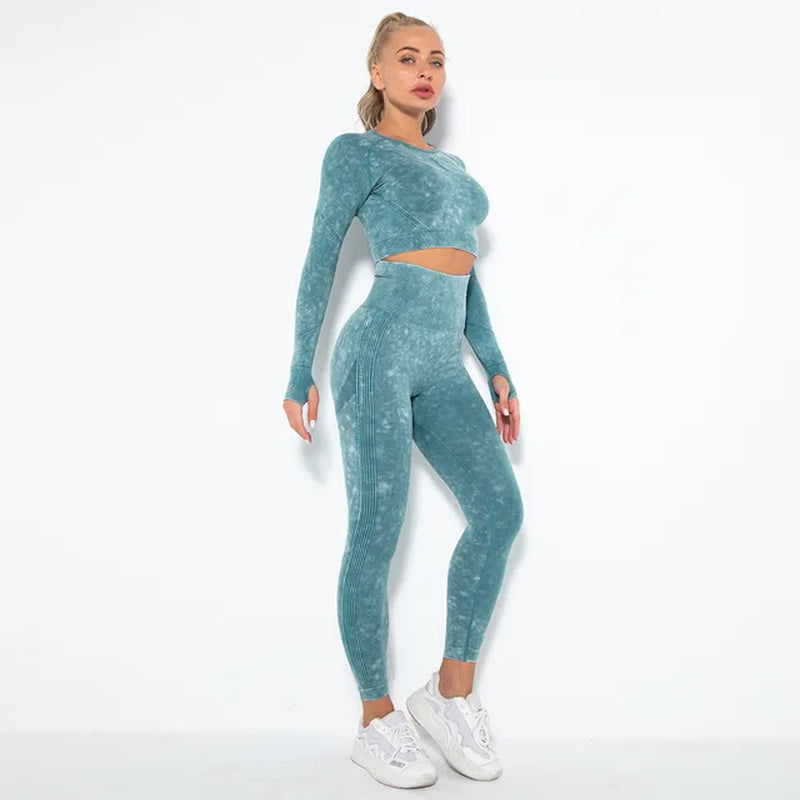 High Quality Seamless Gym Set Push up Fitness Leggings Workout Crop Top Women Sports Clothes Outfit Tights Pants Yoga Suit