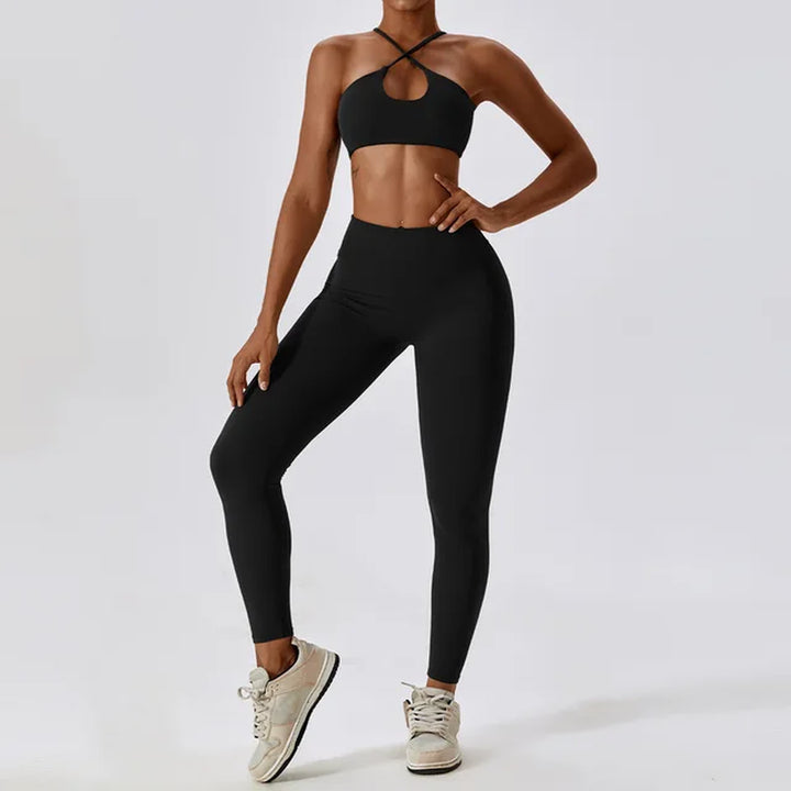 Yoga Clothing Sets Athletic Wear Women Sportswear High Waist Leggings and Top Two Piece Set Gym Tracksuit Fitness Workout Outfit