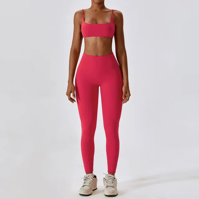 Yoga Clothing Sets Athletic Wear Women Sportswear High Waist Leggings and Top Two Piece Set Gym Tracksuit Fitness Workout Outfit