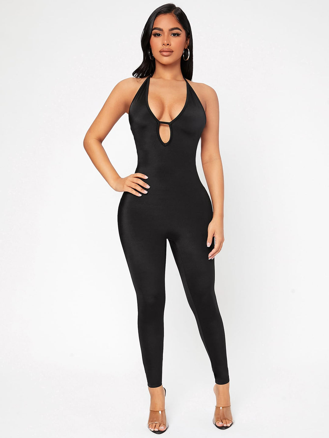 Halter Neck Backless Unitard Jumpsuit