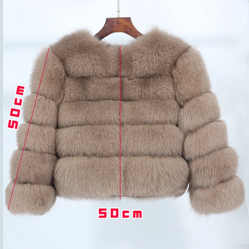 2023 Winter Jacket Women Natural Real Coat Fox Fur Raccoon Outerwear O-Neck Thick Warm Luxury Female plus Size Streetwear