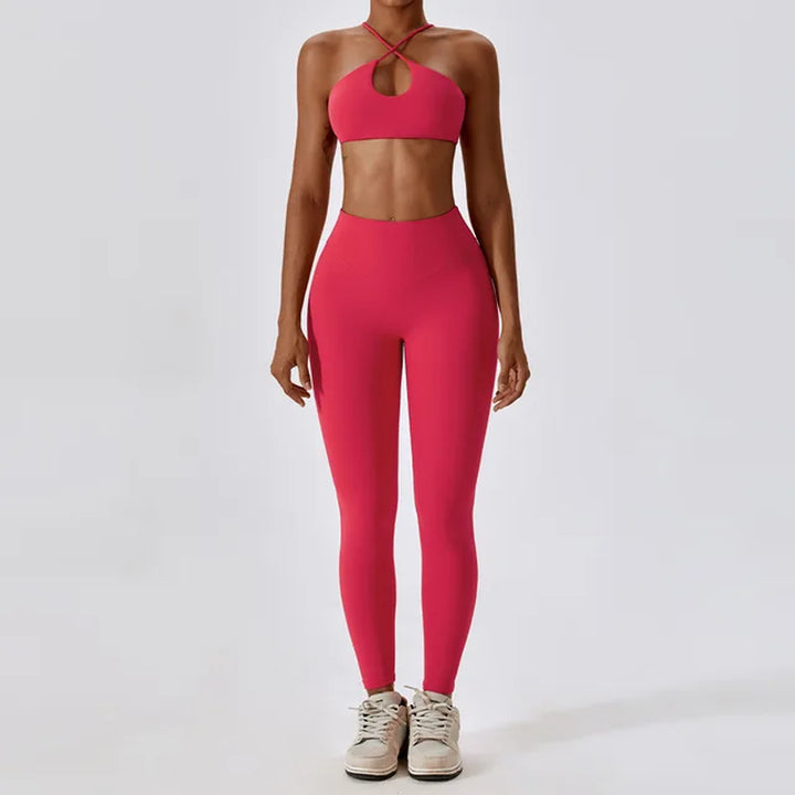 Yoga Clothing Sets Athletic Wear Women Sportswear High Waist Leggings and Top Two Piece Set Gym Tracksuit Fitness Workout Outfit