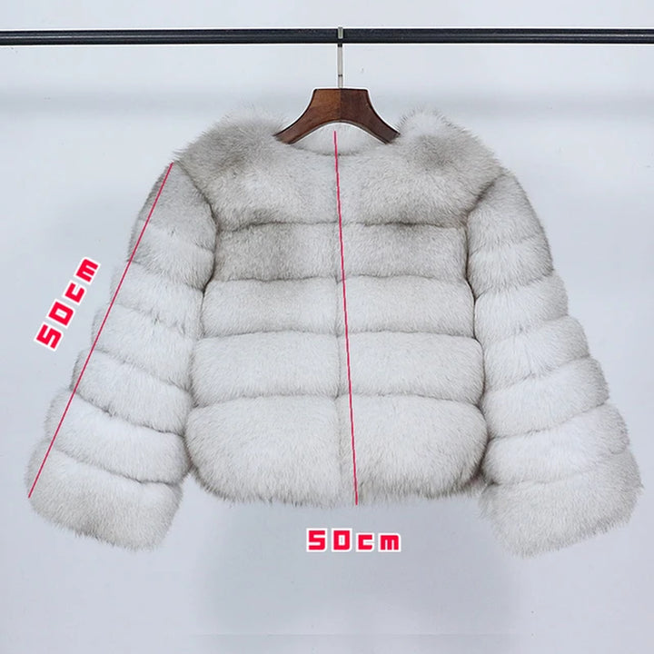 2023 Winter Jacket Women Natural Real Coat Fox Fur Raccoon Outerwear O-Neck Thick Warm Luxury Female plus Size Streetwear