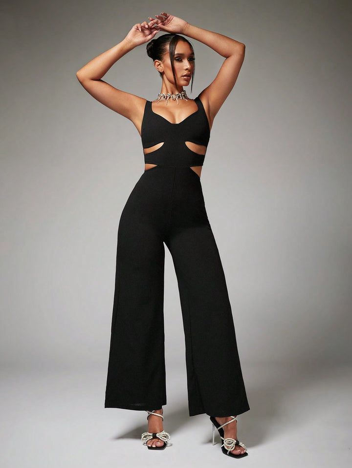 Cut Out Waist Wide Leg Cami Jumpsuit