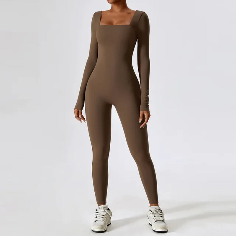 Women'S Tracksuit Sportswear Seamless Long Sleeved Yoga Suit Gym Jumpsuit Push Ups Fitness Workout Clothes Bodysuit One Piece