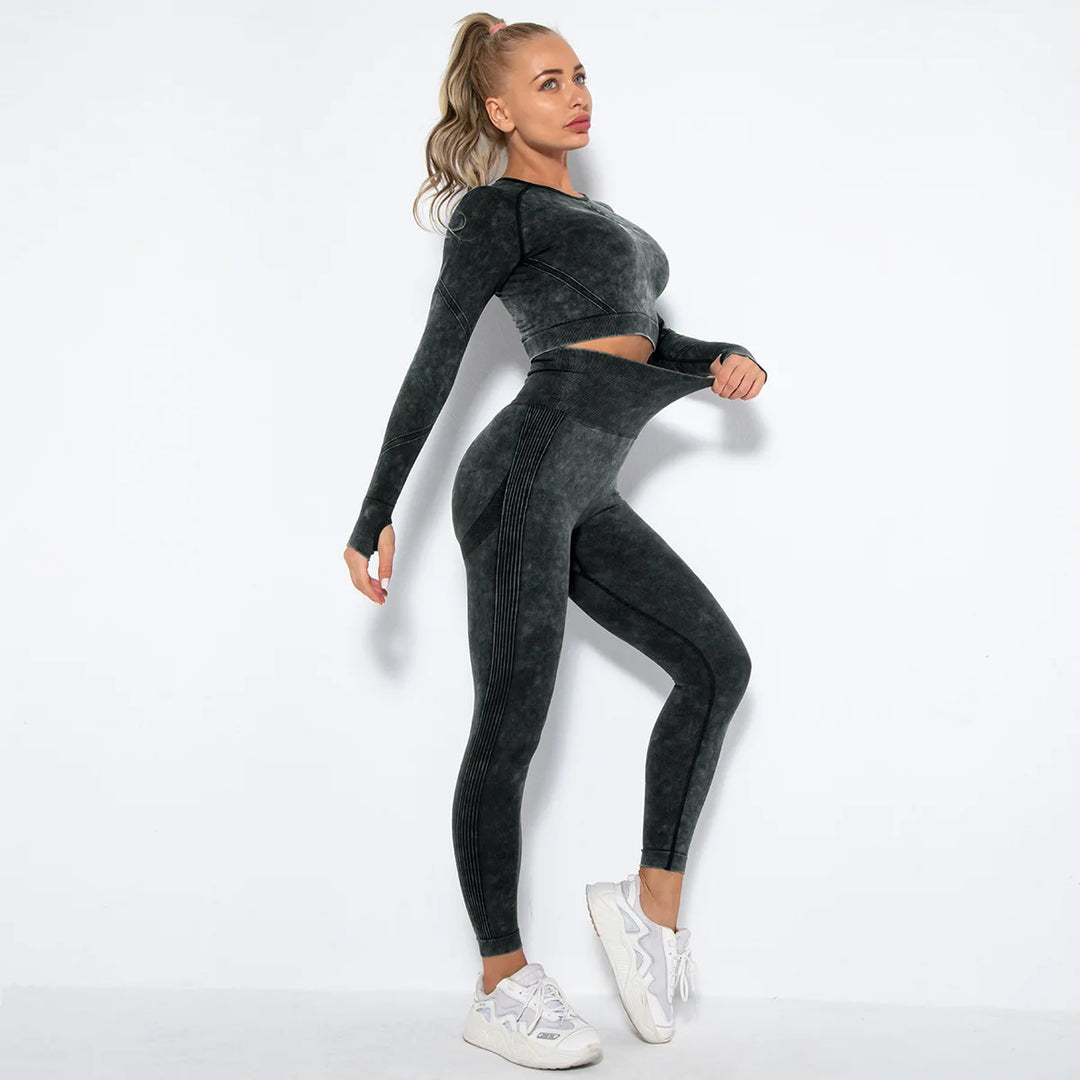 High Quality Seamless Gym Set Push up Fitness Leggings Workout Crop Top Women Sports Clothes Outfit Tights Pants Yoga Suit