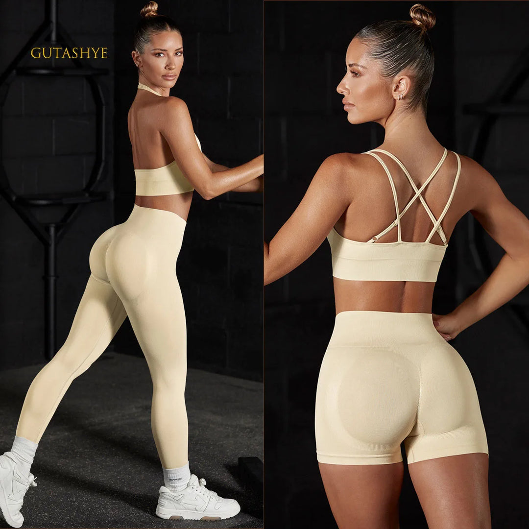 S-L Seamless Yoga Set Gym Workout Clothes for Women Bra High Waist Leggings Sexy Fitness Sportswear Sports Suits