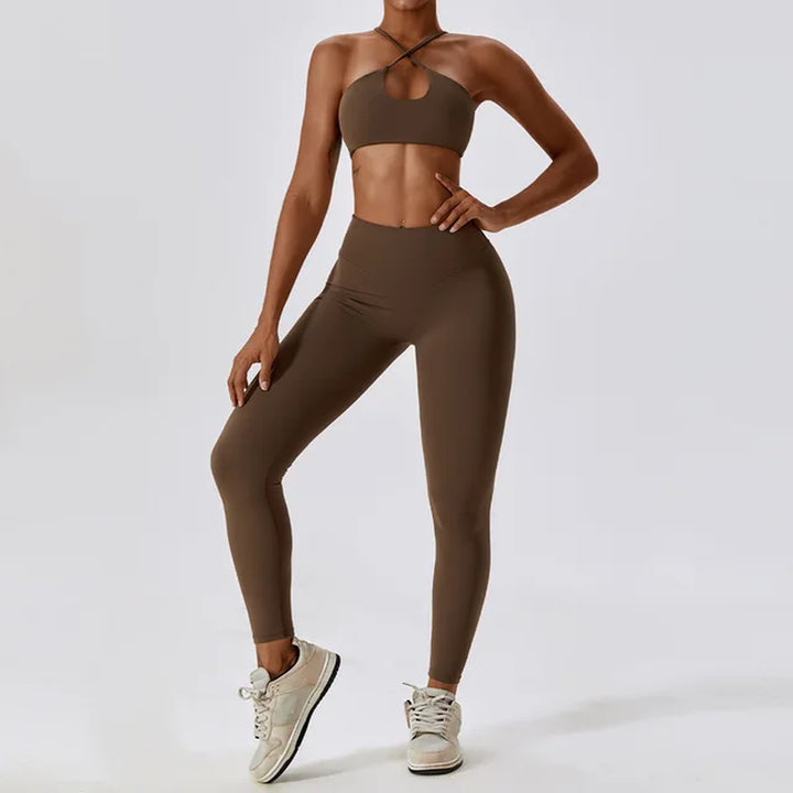 Yoga Clothing Sets Athletic Wear Women Sportswear High Waist Leggings and Top Two Piece Set Gym Tracksuit Fitness Workout Outfit