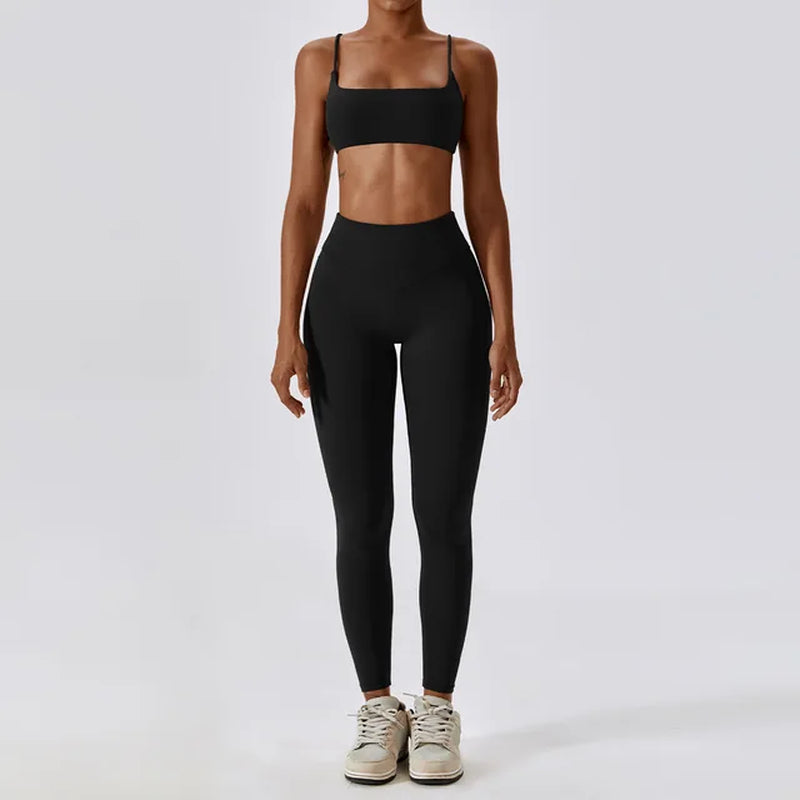 Yoga Clothing Sets Athletic Wear Women Sportswear High Waist Leggings and Top Two Piece Set Gym Tracksuit Fitness Workout Outfit